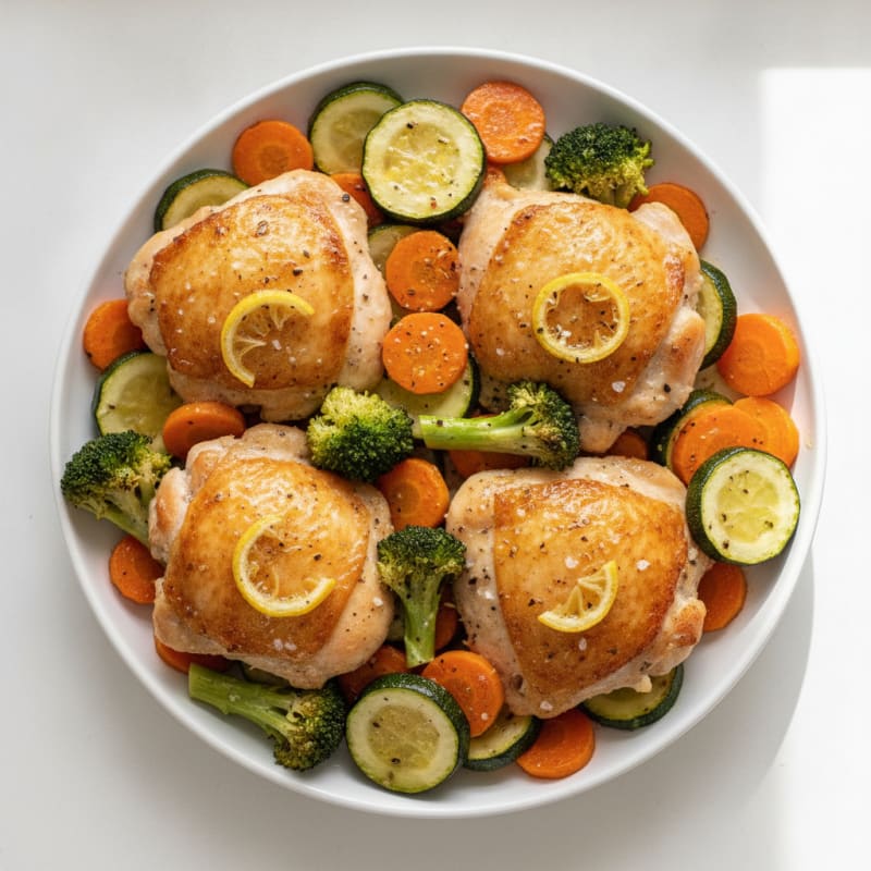 Roasted Chicken Thighs with Garden Vegetables
