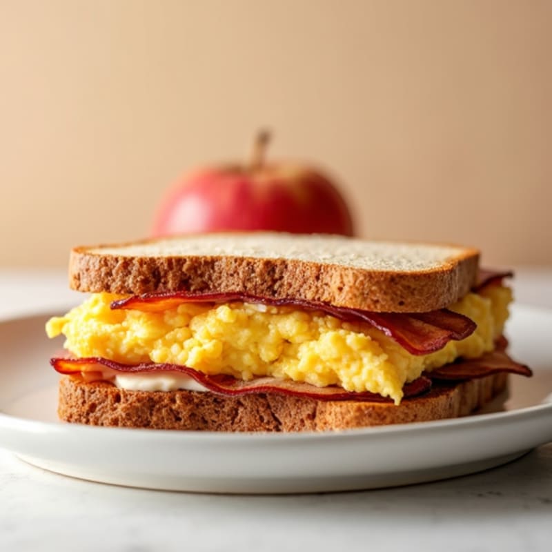 Egg and Turkey Bacon Breakfast Sandwich with Whole Grain Bread