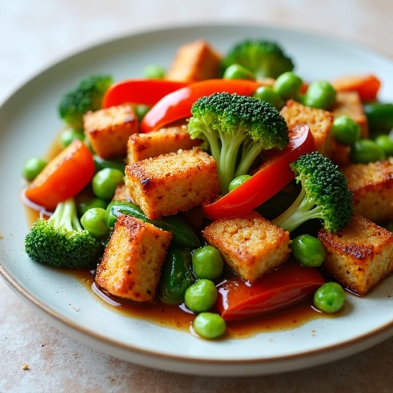 Crispy Maple Glazed Tempeh Stir-Fry with Fresh Vegetables