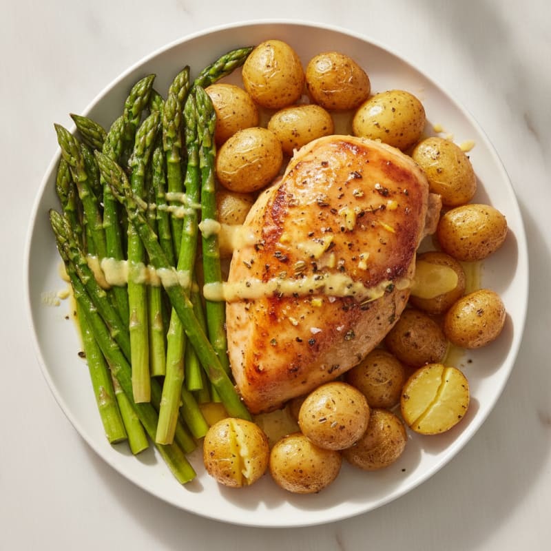Lemon-Herb Roasted Chicken with Asparagus
