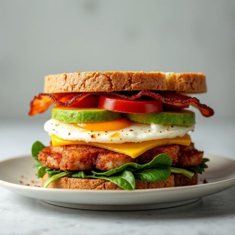 Crispy Turkey Bacon and Avocado Stack Sandwich