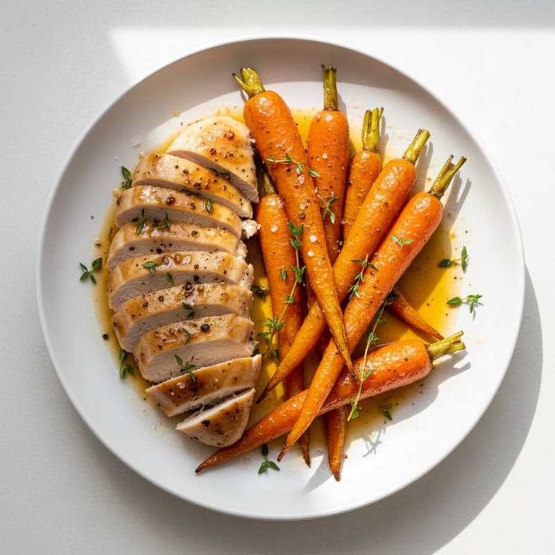 Caramelized Maple-Glazed Roasted Carrots with Chicken