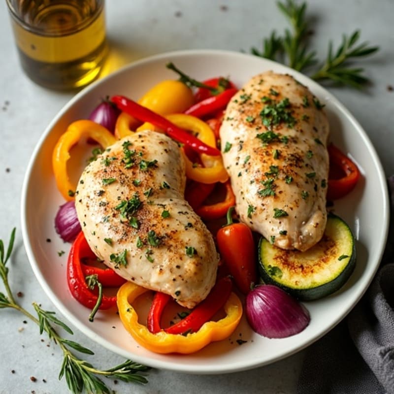 Sheet Pan Herb-Roasted Chicken with Rainbow Vegetables