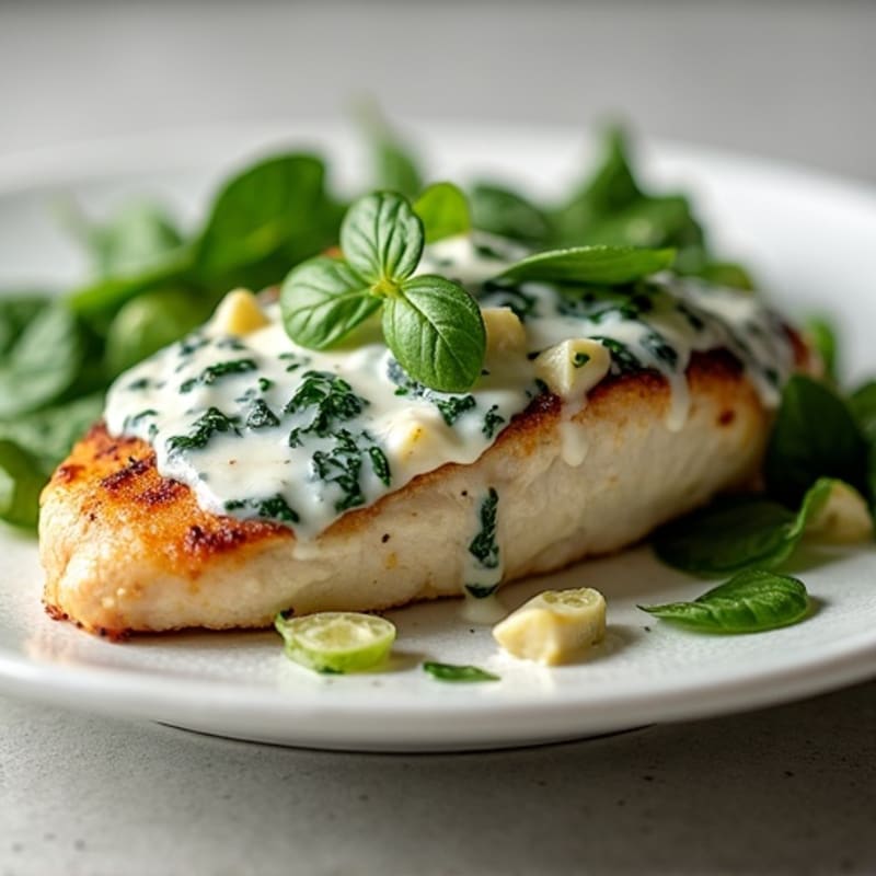 Pan-Seared Chicken with Creamy Spinach Artichoke Sauce