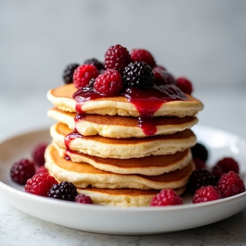 Fluffy Egg White Protein Pancakes with Berry Compote