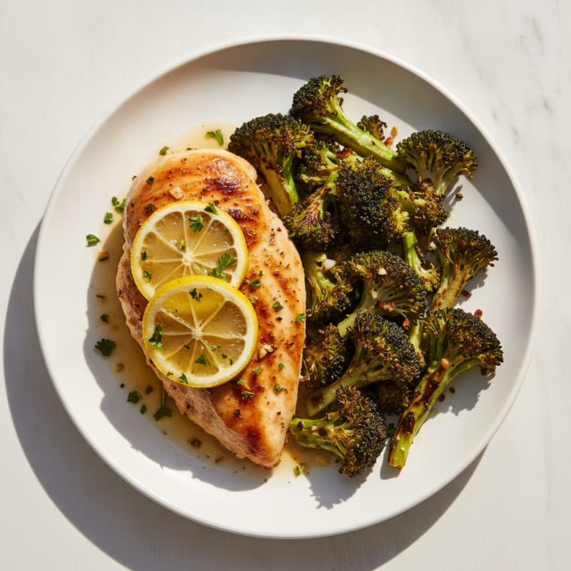 Lemon Herb Chicken Breast with Roasted Broccoli