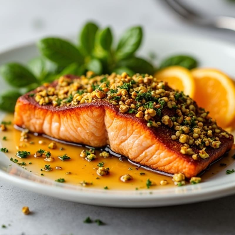 Crispy Pistachio-Crusted Salmon with Citrus-Ginger Glaze