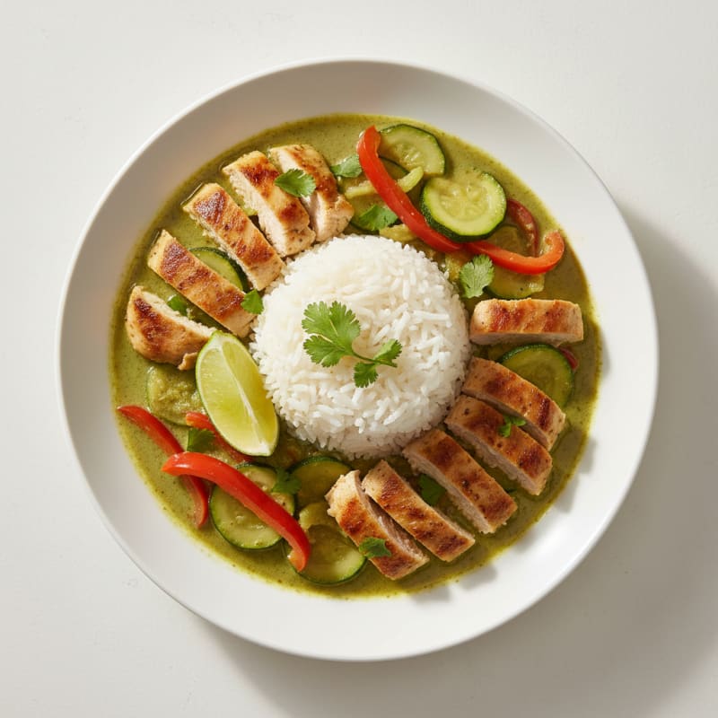 Green Curry Chicken with Coconut Rice