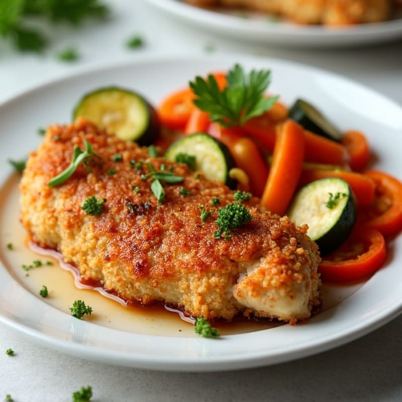 Crispy Baked Sweet and Sour Chicken with Roasted Veggies