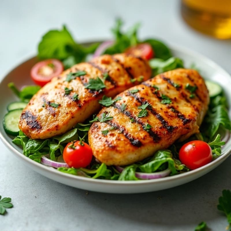 Herb-Citrus Grilled Chicken with Fresh Mediterranean Salad