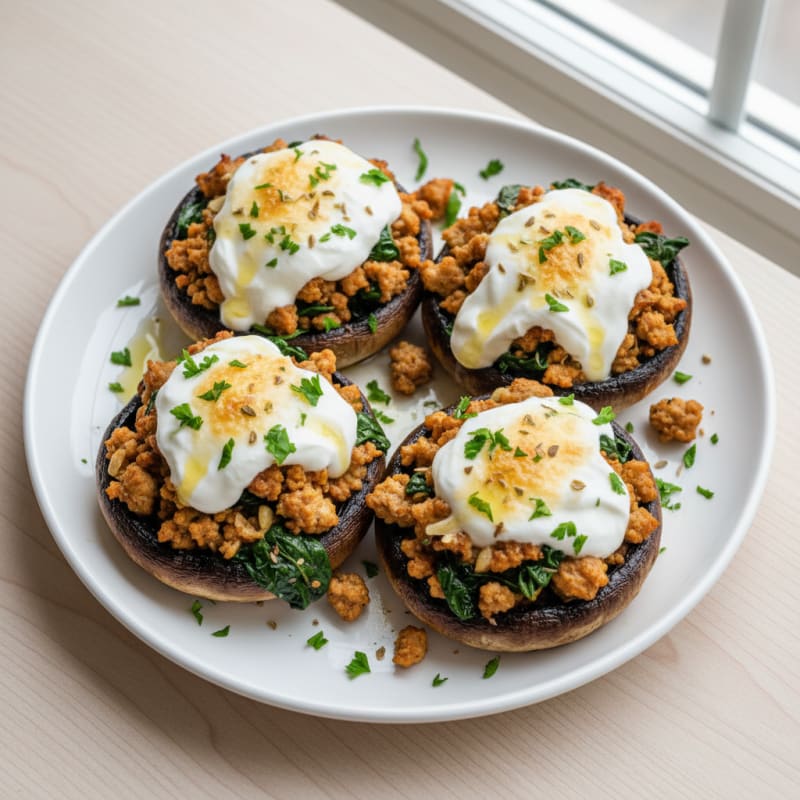 Creamy Herb-Stuffed Portobello Mushrooms