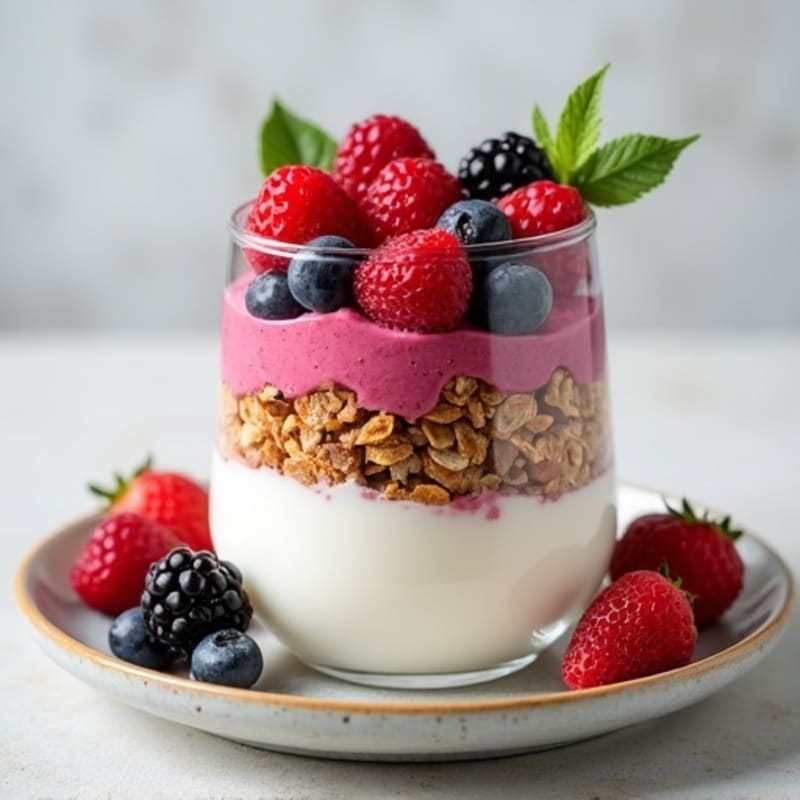 Greek Yogurt Parfait with Mixed Berries and Protein Granola