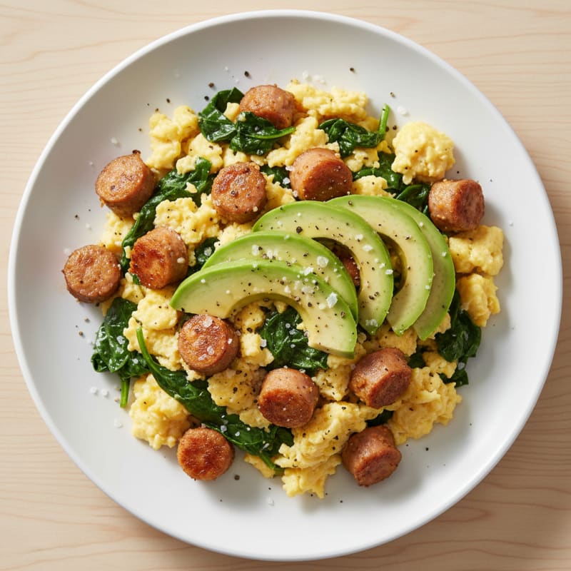 Chicken Sausage and Avocado Egg Scramble
