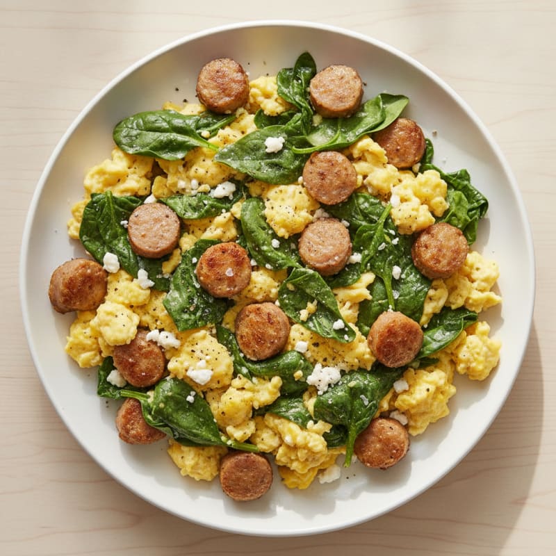 Sausage and Egg Scramble with Spinach