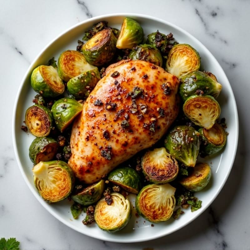 Sheet Pan Balsamic Chicken with Crispy Roasted Brussels Sprouts