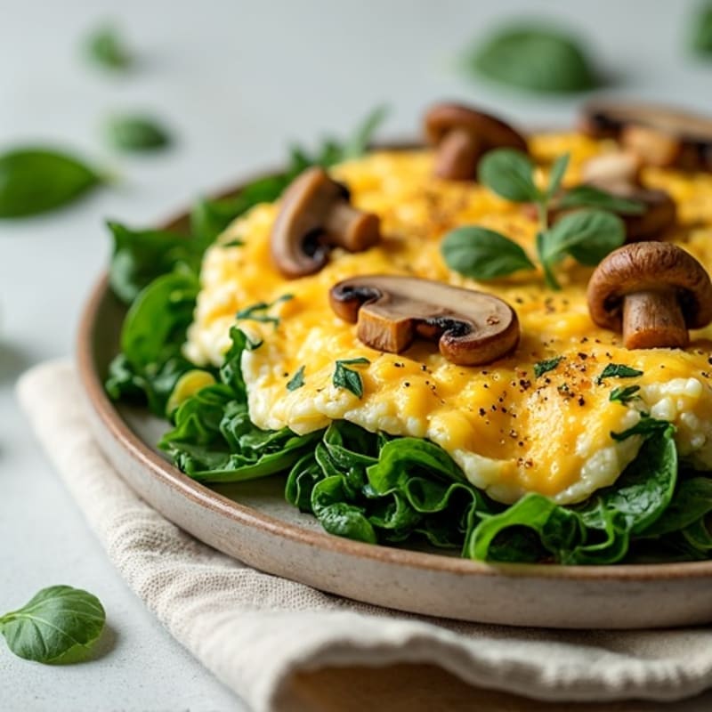 Egg White Veggie Scramble with Spinach and Mushrooms