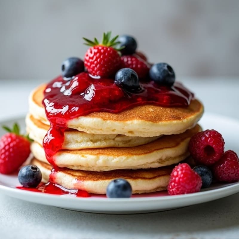 Fluffy Protein Pancakes with Berry Compote