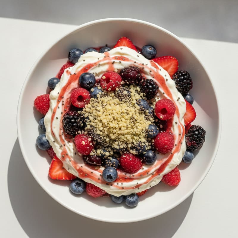 Silky Greek Yogurt Protein Parfait with Mixed Berries