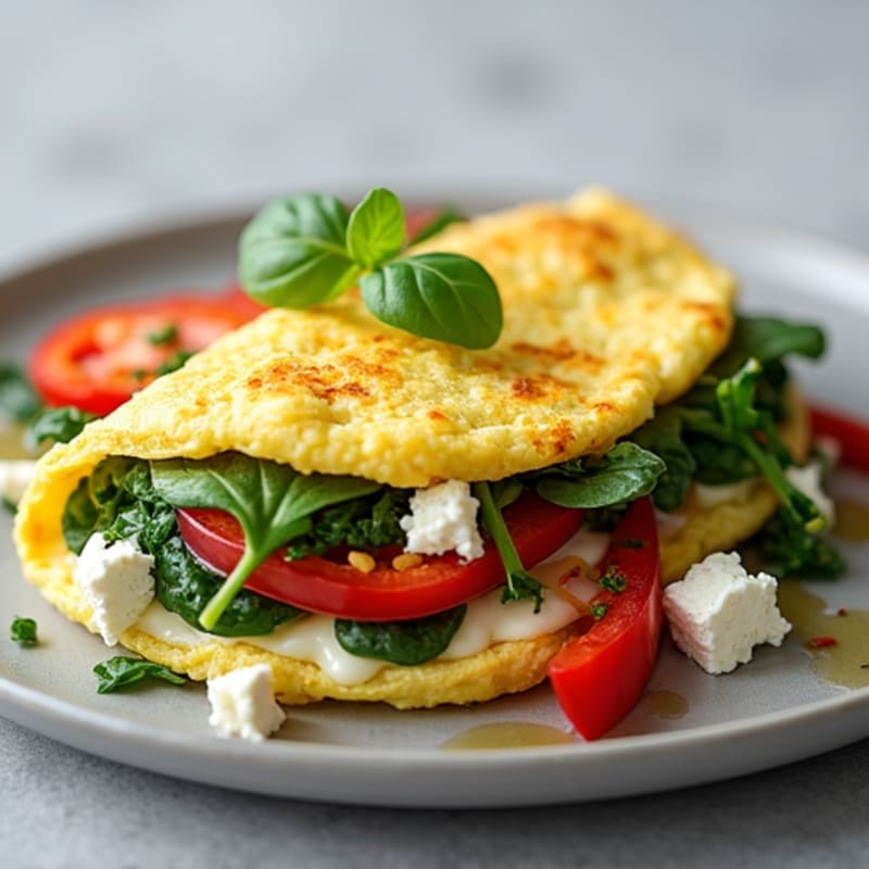 Fluffy Spinach Feta Egg White Omelet