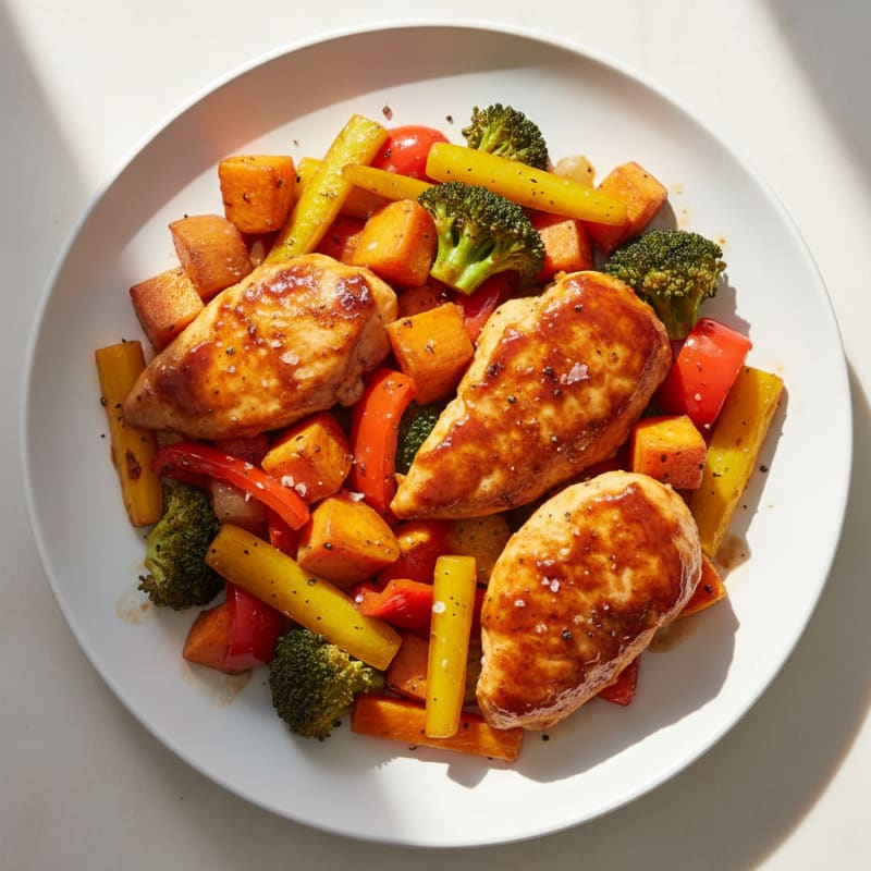 Bachan's Glazed Chicken with Sweet Pan Vegetables