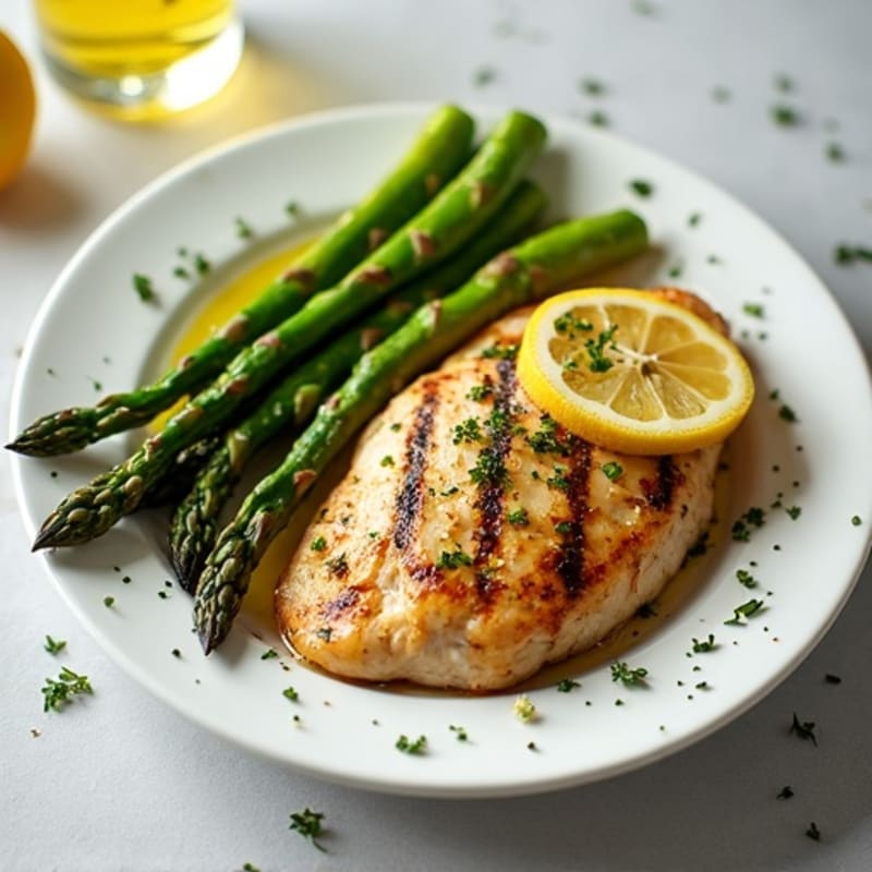 Grilled Lemon Herb Chicken with Roasted Asparagus