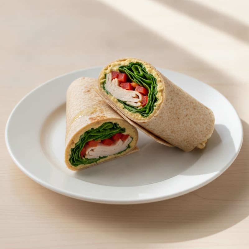 Turkey and Spinach Wrap with Hummus