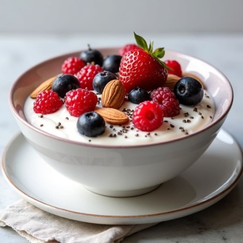 Creamy Greek Yogurt Bowl with Mixed Berries and Chia Seeds