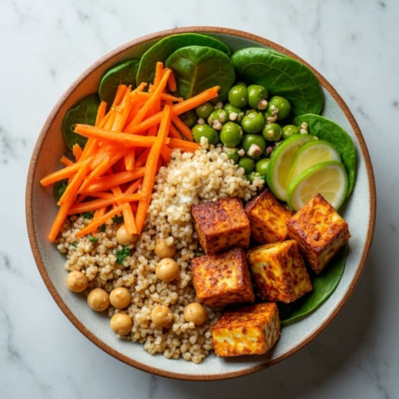 Crispy Baked Tofu Buddha Bowl with Tahini Sauce