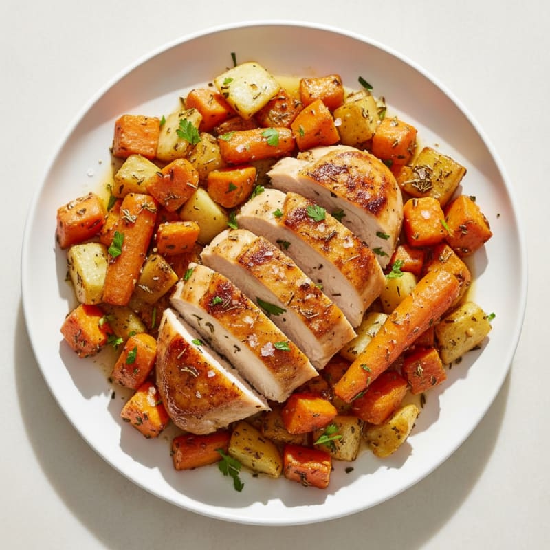 Garlic Herb Roasted Chicken with Root Vegetables