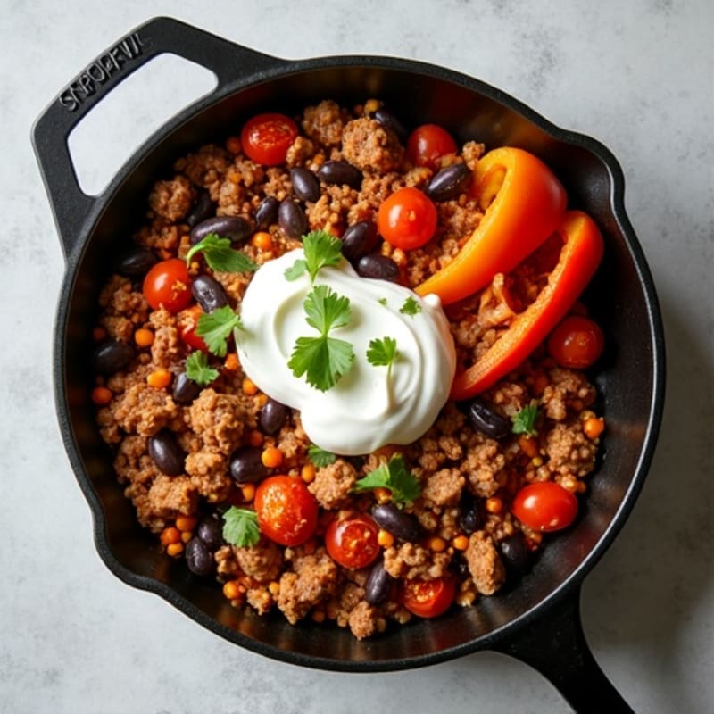Creamy Spiced Beef and Black Bean Skillet