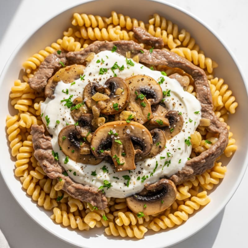 Tender Creamy Beef Stroganoff with Mushrooms