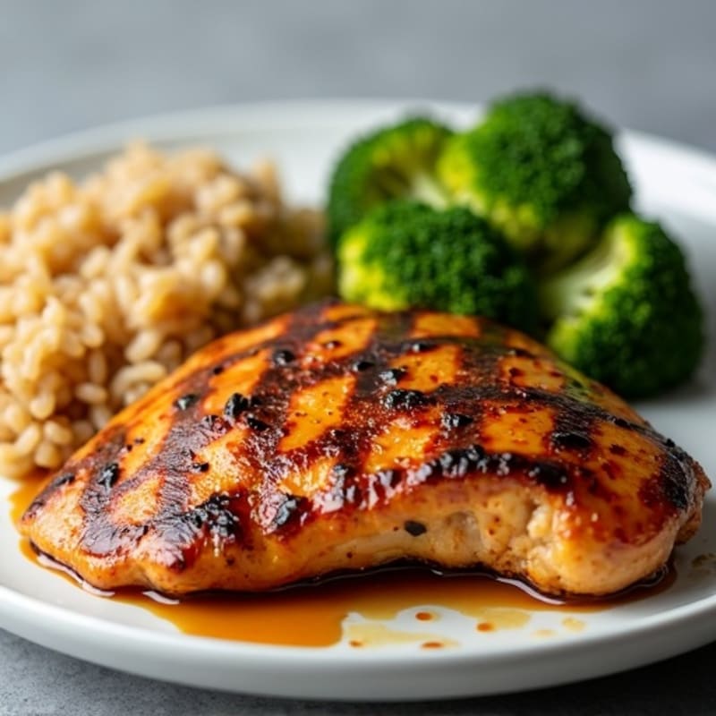 Pan-Seared Teriyaki Chicken with Roasted Broccoli and Brown Rice