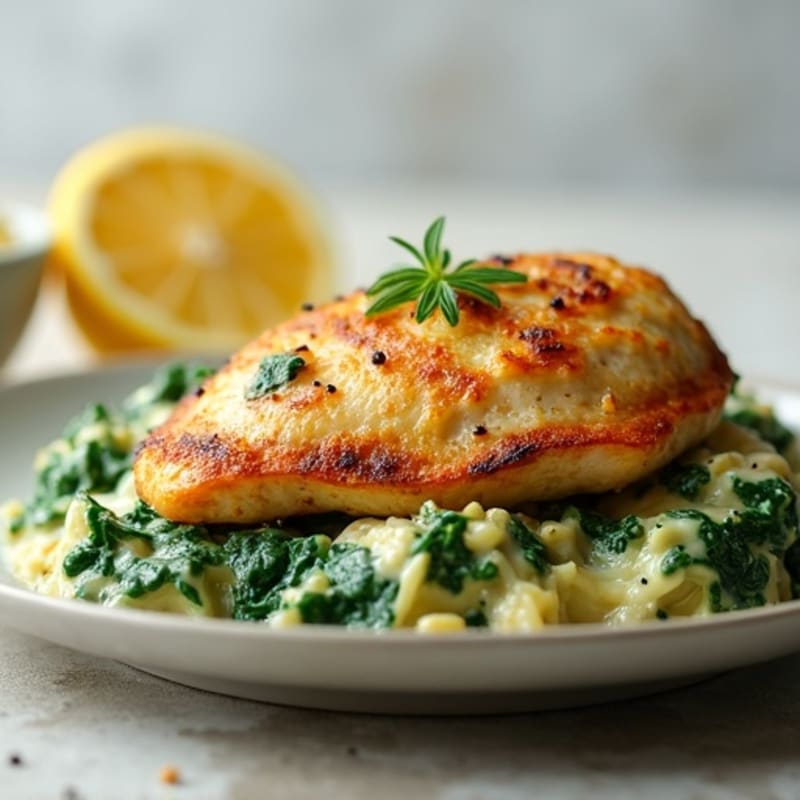 Baked Chicken with Creamy Spinach Artichoke