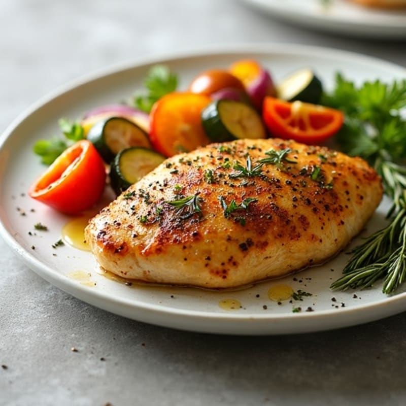 Herb-Crusted Pan Seared Chicken with Roasted Vegetables