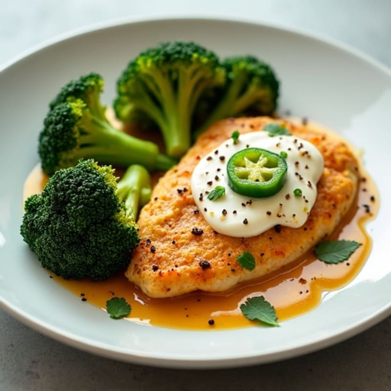 Creamy Spicy Jalapeño Chicken with Crispy Roasted Broccoli