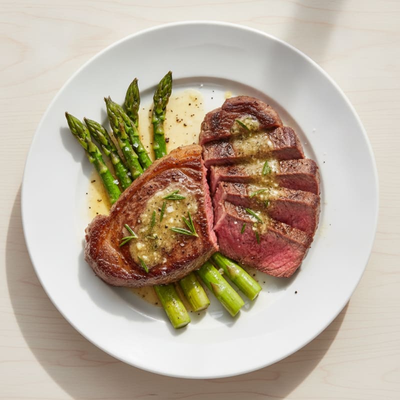 Pan-Seared Beef Entrecote with Garlic Herb Butter