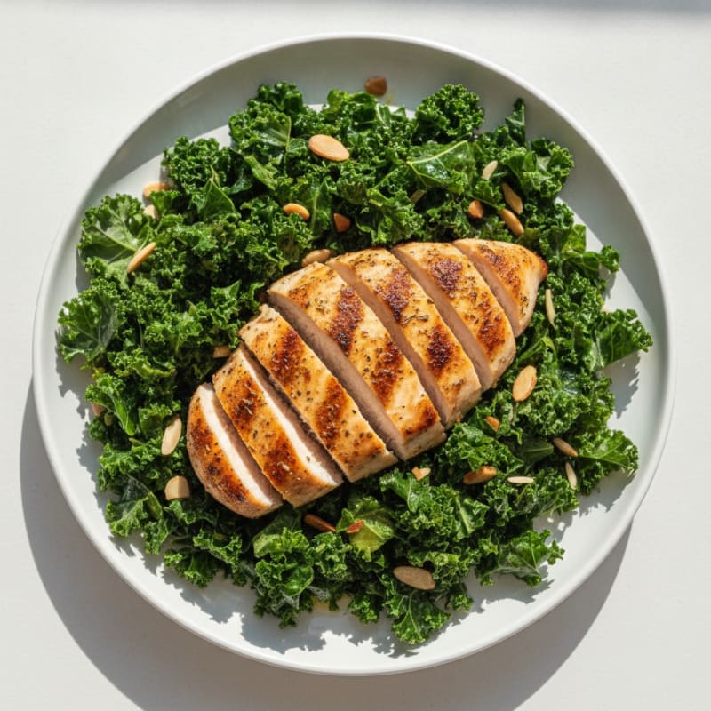 Grilled Chicken Breast with Crunchy Kale Salad