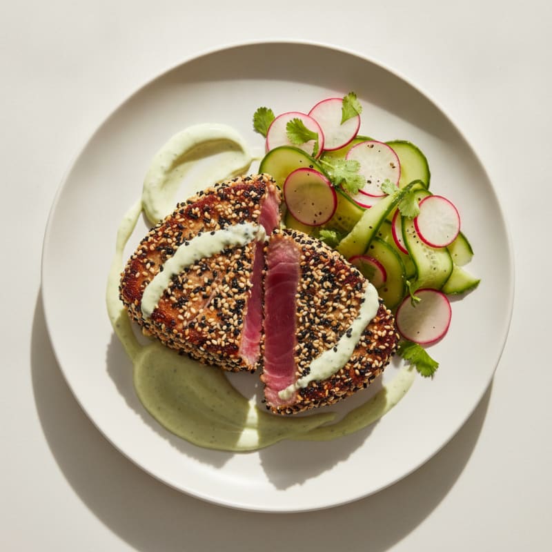 Pan-Seared Ahi Tuna with Wasabi Mayo