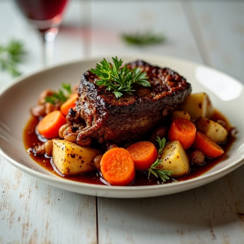 Red Wine Braised Short Ribs with Root Vegetables