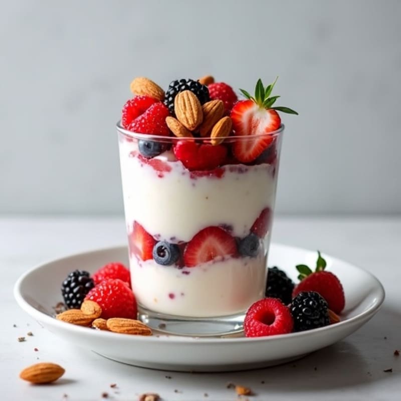 Cottage Cheese and Berry Protein Parfait with Almonds