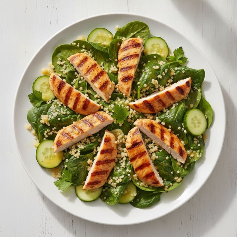 Grilled Chicken and Quinoa Salad with Fresh Spinach