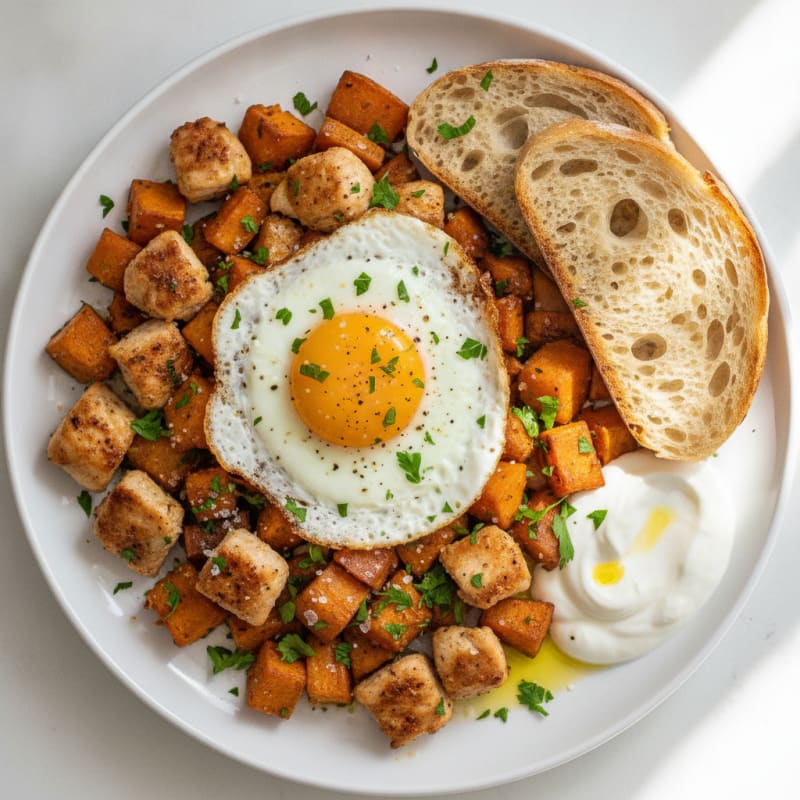 Chicken and Sweet Potato Hash with Sourdough