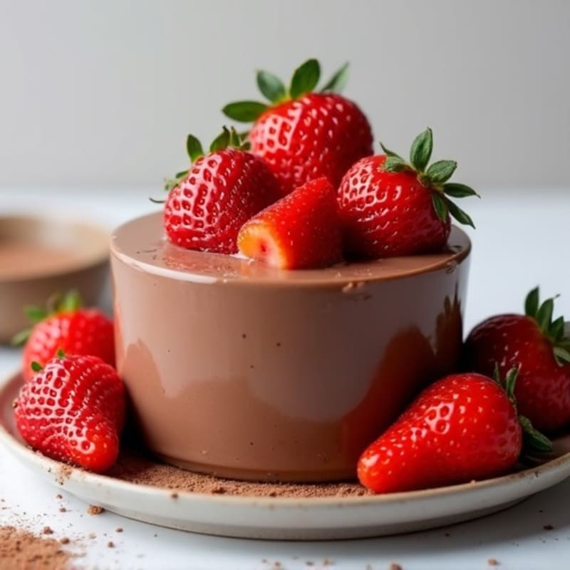 Silky Chocolate Protein Pudding with Fresh Strawberries