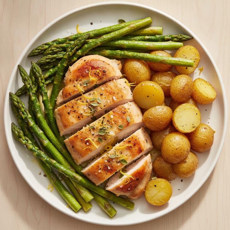 Lemon Herb Roasted Chicken with Asparagus