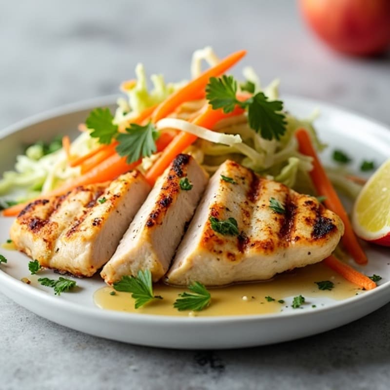 Grilled Chicken Breast with Crunchy Cabbage Slaw