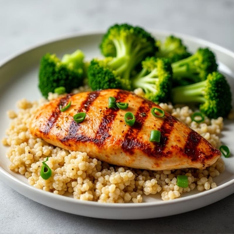 Grilled Chicken Breast with Quinoa and Steamed Broccoli
