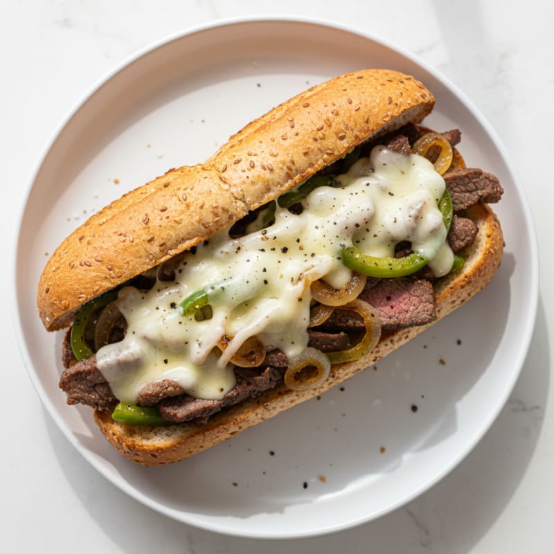 Philly Cheesesteak Sandwich with Caramelized Onions