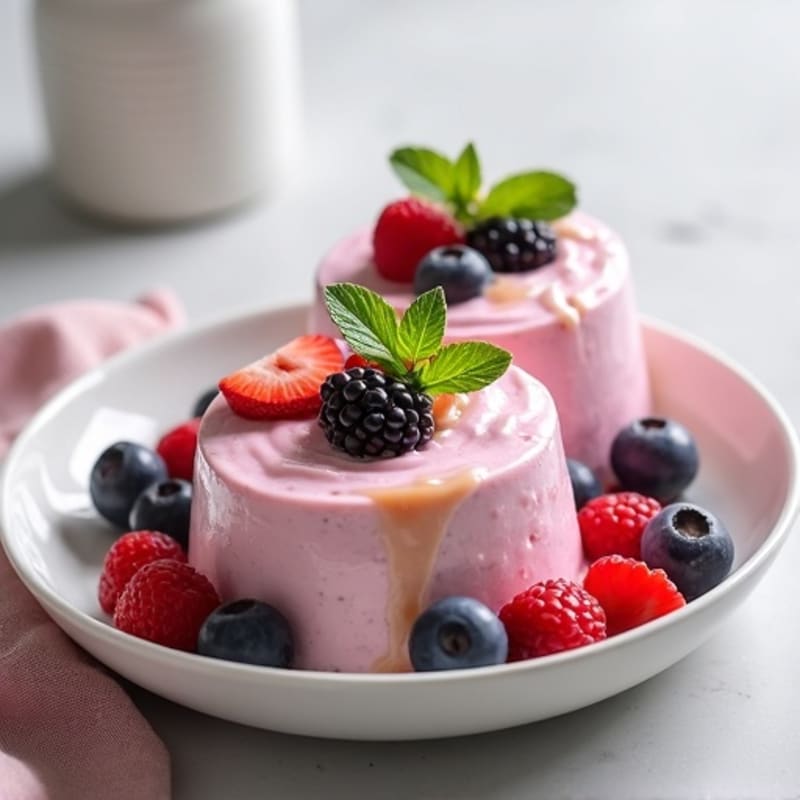 Greek Yogurt Protein Mousse with Mixed Berries