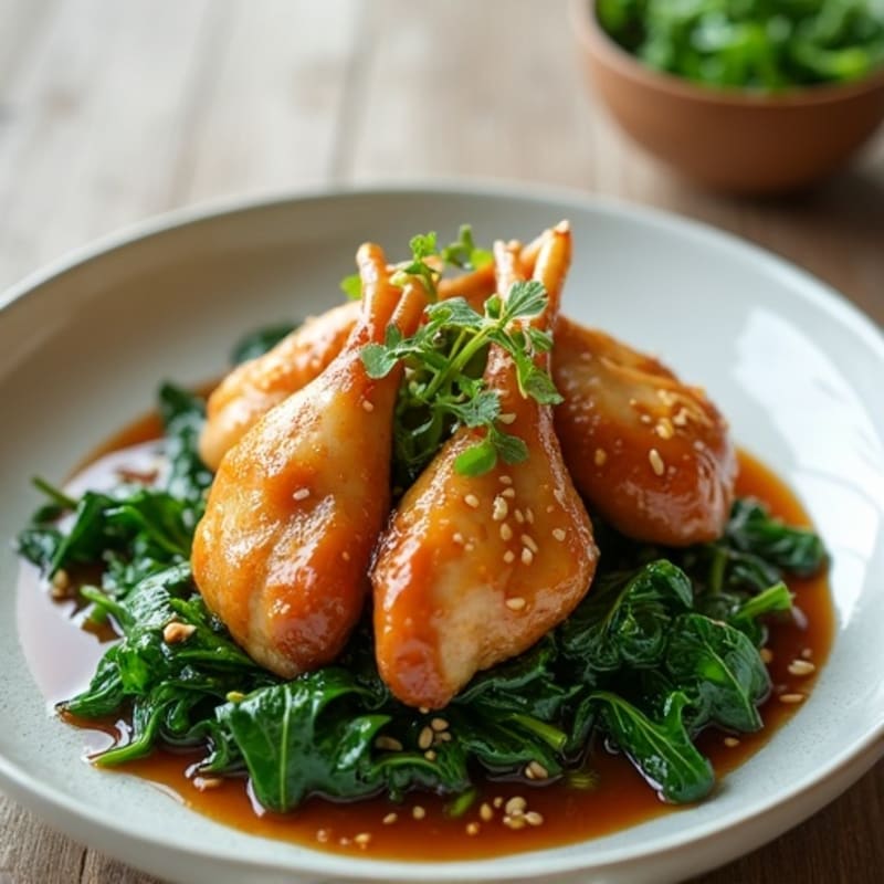 Silky Braised Chicken Feet with Fresh Greens