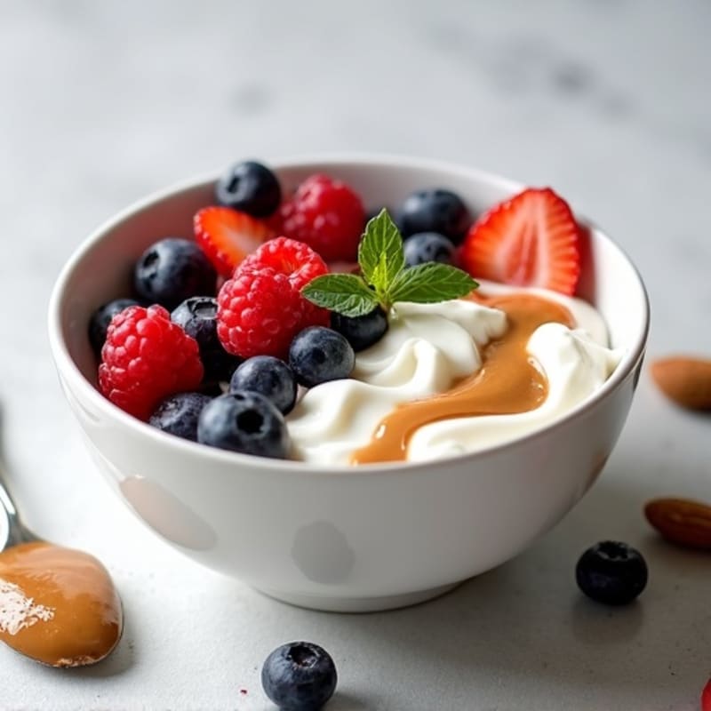 Greek Yogurt Protein Bowl with Mixed Berries and Almond Butter